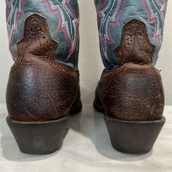 Justin Cowgirl Western Dark Brown Rawhide Boots L7305 Size 7 B Brown,Steel Blue - Picture 11 of 12